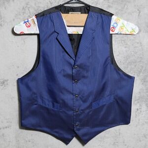 Frontier Classics Vest Men XL Blue Striped Quilted Western Cowboy Rodeo Frontier